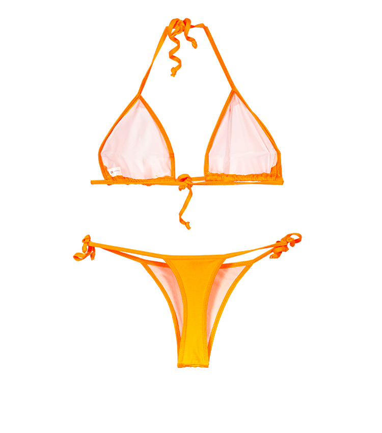 Orange Plain Simple Classic two pieces bikini