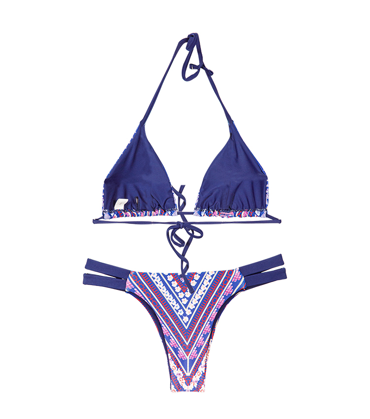 Boho colorful print halterneck bikini