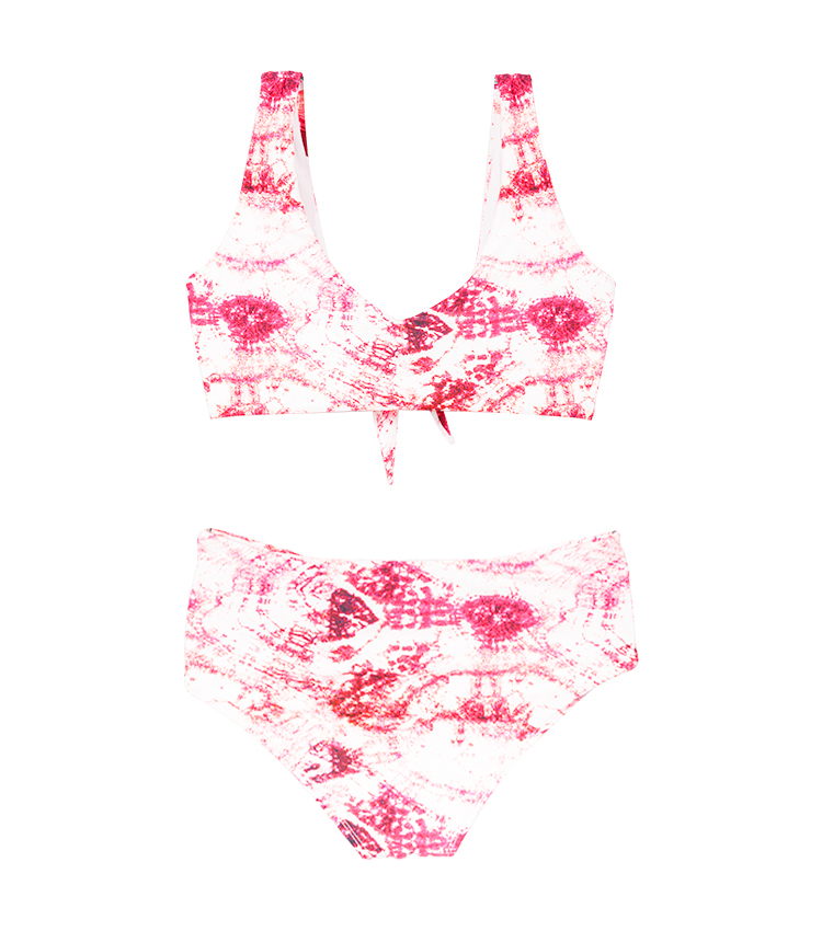 Red tie-dye knotted swimsuit bikini