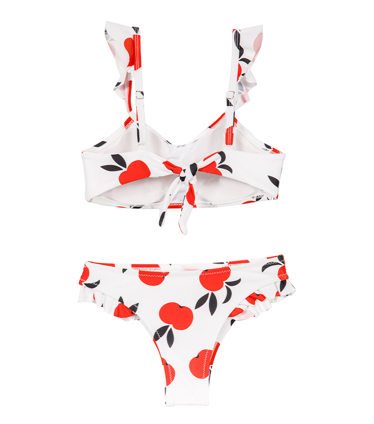 Kids' cute apple bikini with ruffle shoulder