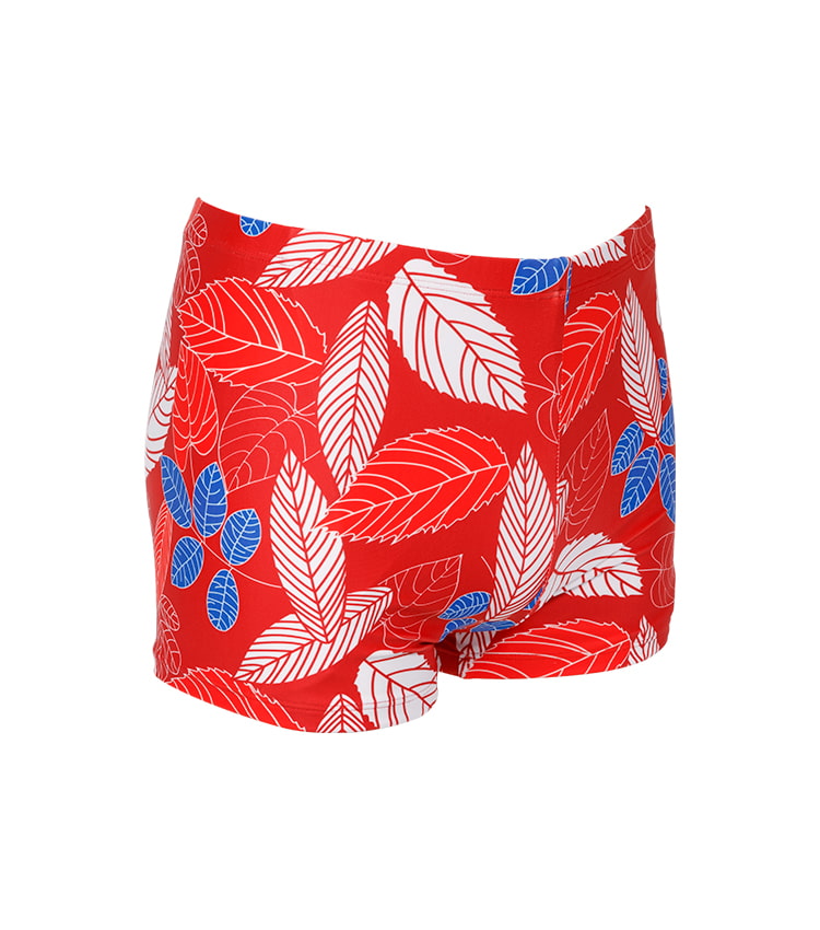 Bright red branch printed swimming shorts