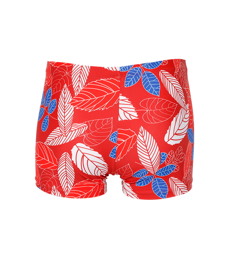 Bright red branch printed swimming shorts