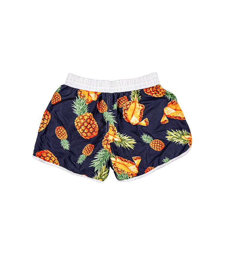 Pineapple print bright colorful beach shorts