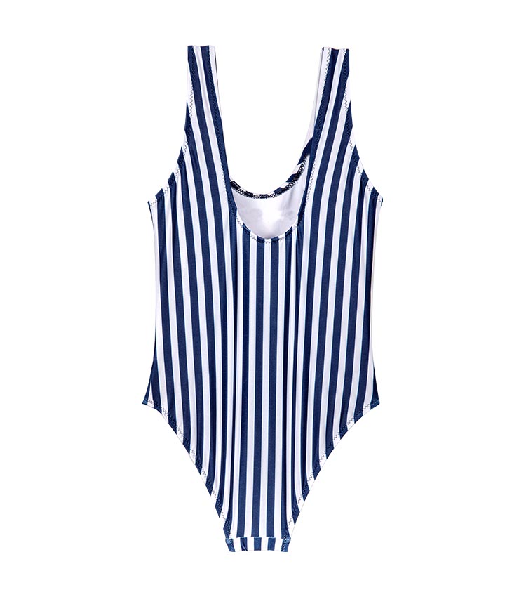 Vertical striped printed letters children's one-piece swimsuit 